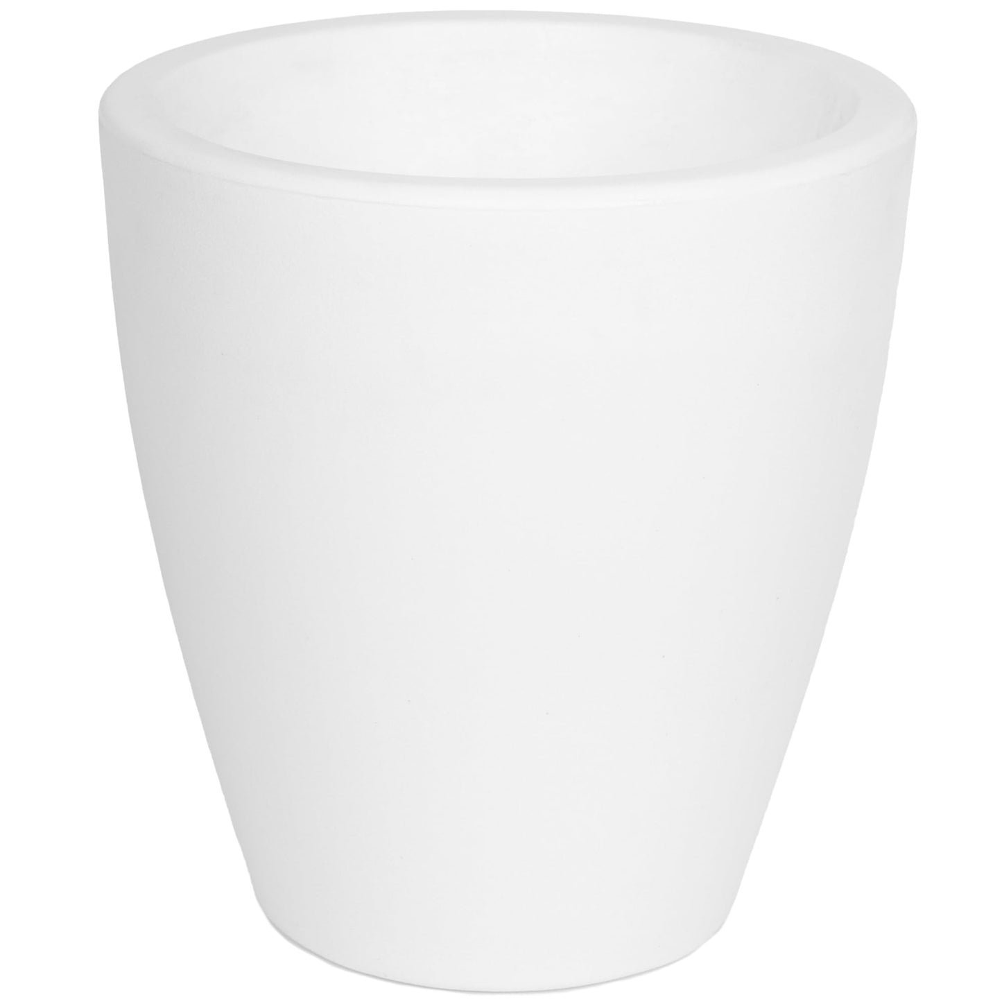 Elly Décor 12'' Large Round Plastic Planter with Drainage – Lightweight Indoor and Outdoor Pot, 12x12x7'', White