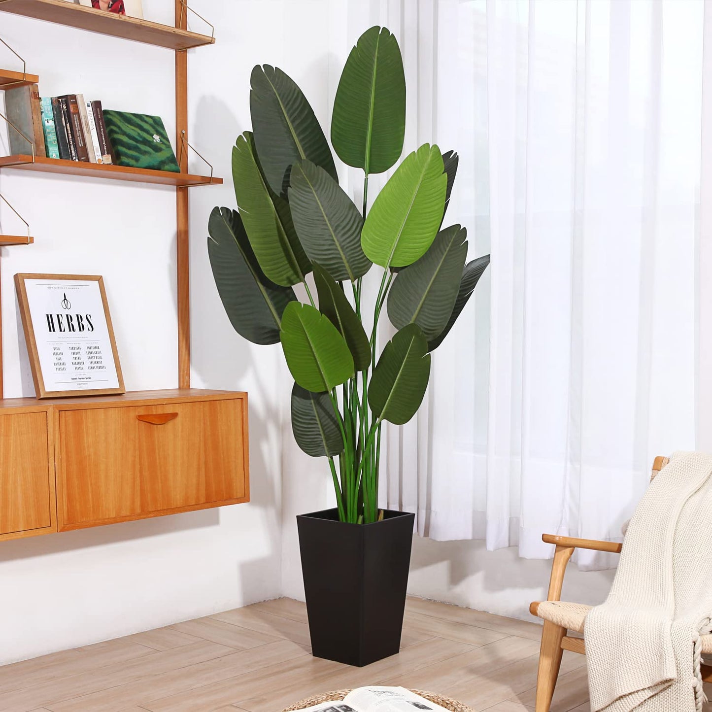 Fopamtri 6ft Artificial Bird of Paradise Plant – Faux Palm Tree with 13 Trunks in Pot for Indoor and Outdoor Home or Office Decor
