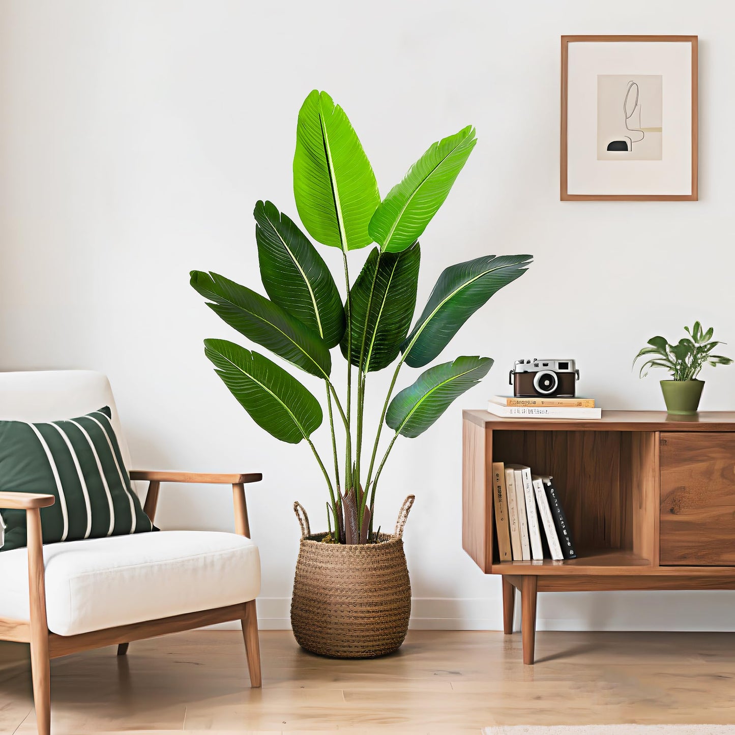 ilitphke 4ft Artificial Bird of Paradise Tree – Faux Tropical Palm with Banana Leaves for Indoor and Outdoor Home or Office Decor