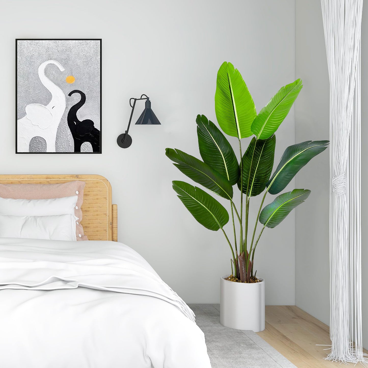 ilitphke 4ft Artificial Bird of Paradise Tree – Faux Tropical Palm with Banana Leaves for Indoor and Outdoor Home or Office Decor