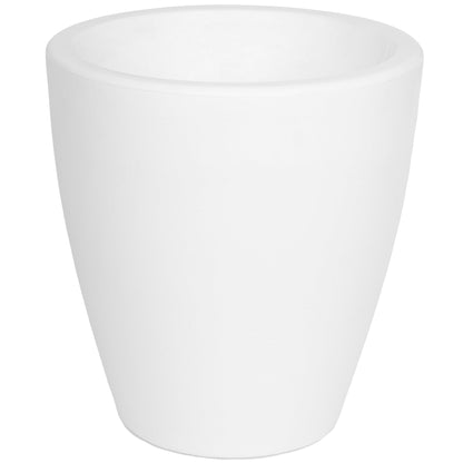 Elly Décor 12'' Large Round Plastic Planter with Drainage – Lightweight Indoor and Outdoor Pot, 12x12x7'', White
