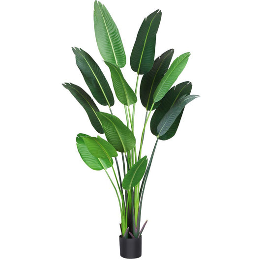 Fopamtri 6ft Artificial Bird of Paradise Plant – Faux Palm Tree with 13 Trunks in Pot for Indoor and Outdoor Home or Office Decor