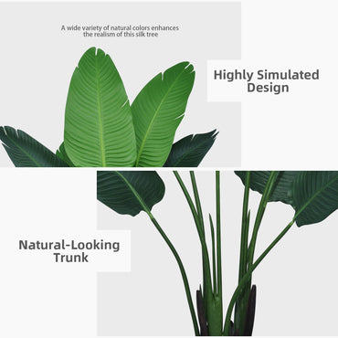 ASTIDY 5ft Artificial Bird of Paradise Plant – Faux Tropical Palm Tree with White Tall Planter for Indoor Home and Office Decor
