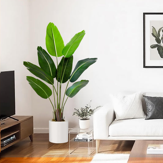 ilitphke 4ft Artificial Bird of Paradise Tree – Faux Tropical Palm with Banana Leaves for Indoor and Outdoor Home or Office Decor
